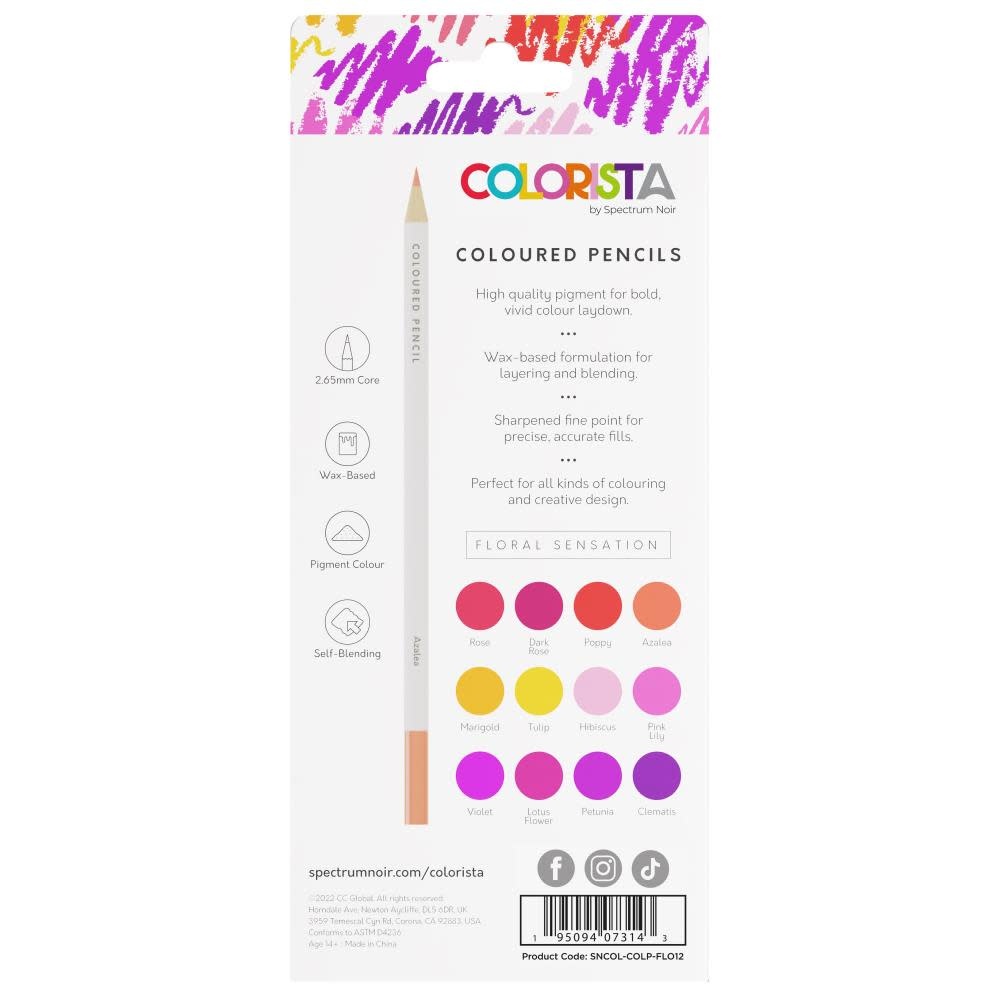 SPECTRUM NOIR COLORISTA FLORAL SENSATION COLOURED PENCILS 12/PK