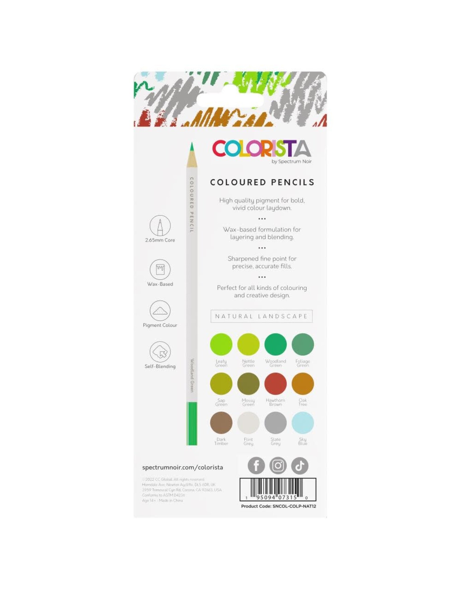 SPECTRUM NOIR SPECTRUM NOIR COLORISTA NATURAL LANDSCAPE COLOURED PENCILS 12/PK
