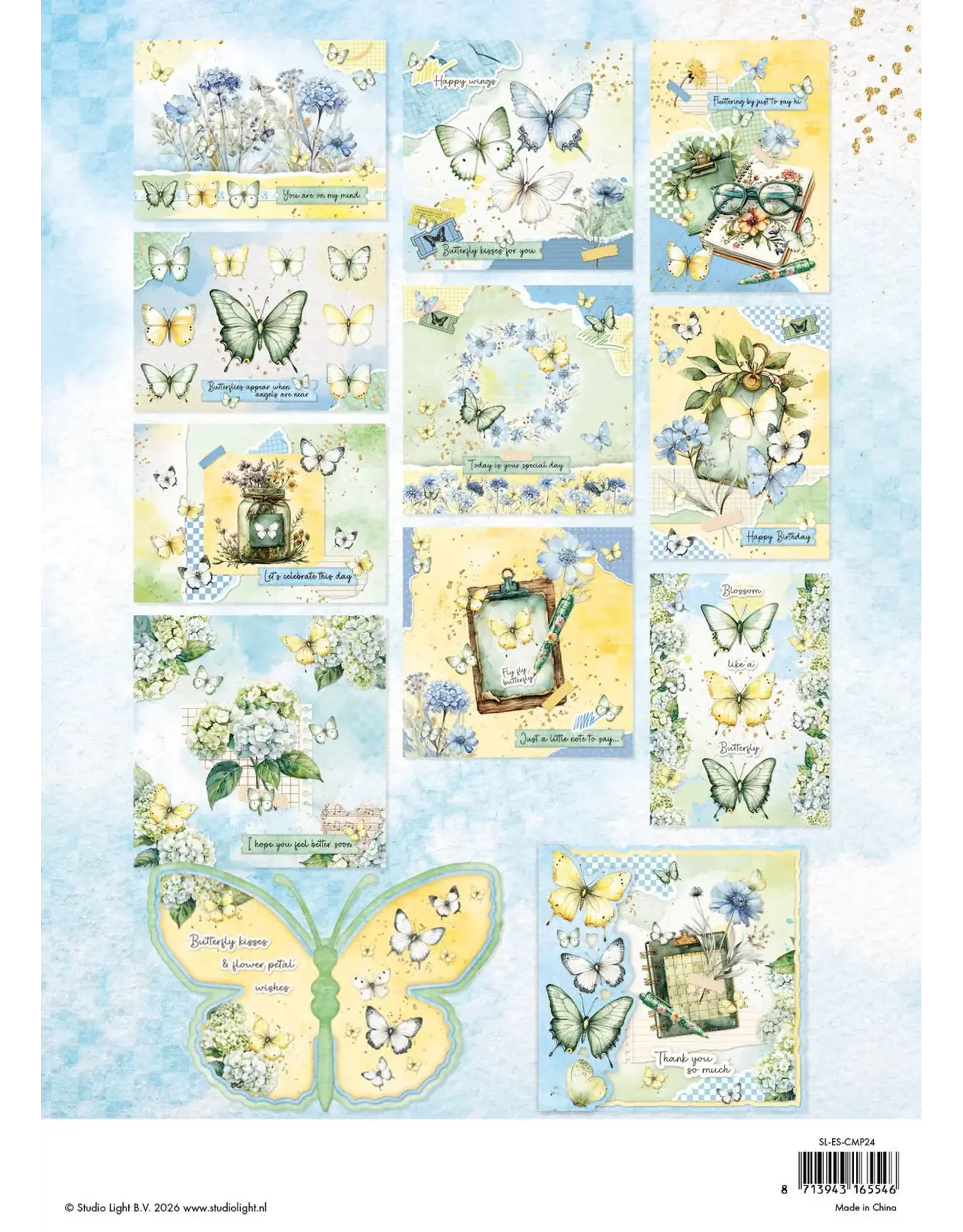 STUDIOLIGHT STUDIOLIGHT ESSENTIALS COLLECTION BUTTERFLIES CARD MAKING PAD