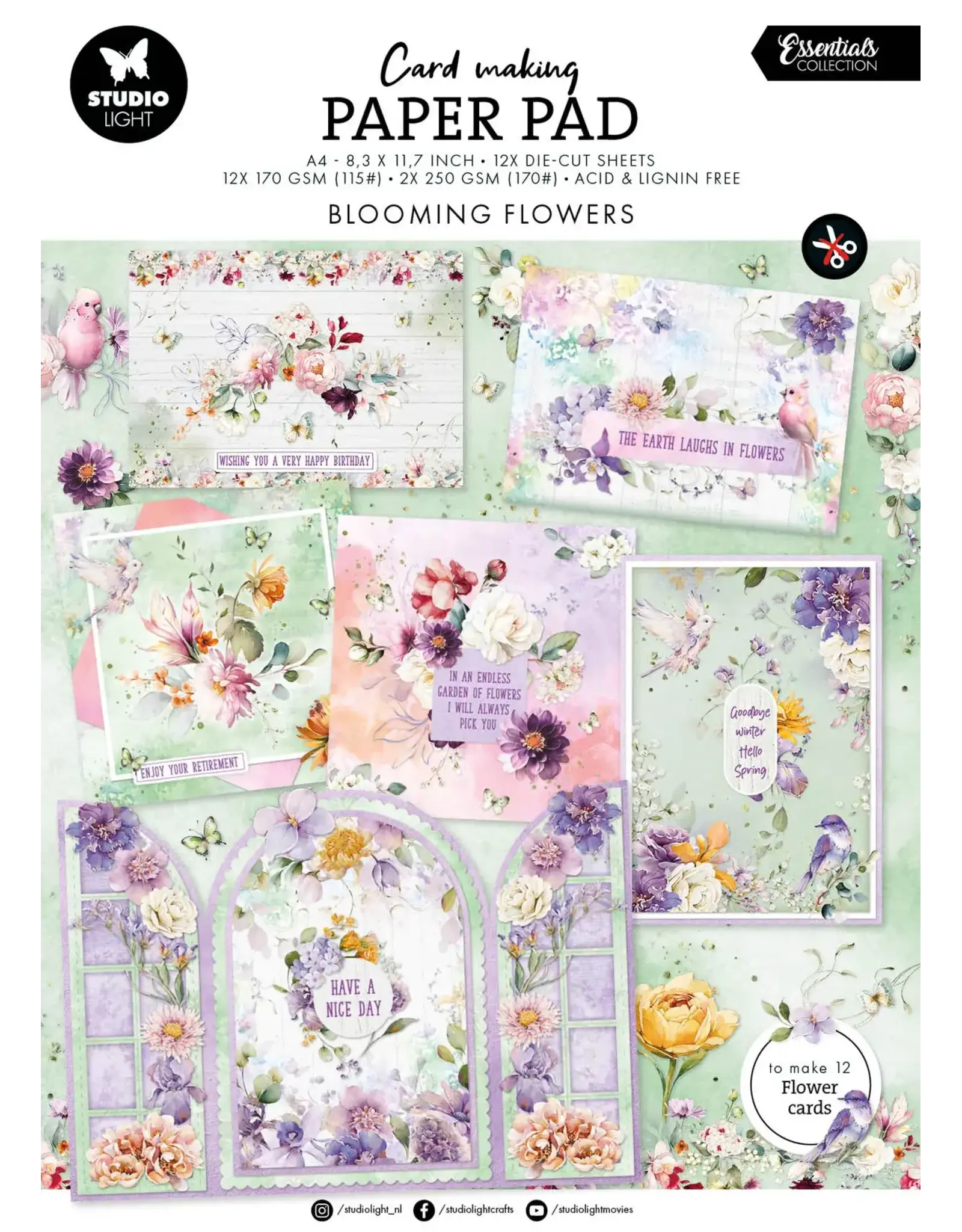 STUDIOLIGHT STUDIOLIGHT ESSENTIALS COLLECTION FLOWERS CARD MAKING PAD