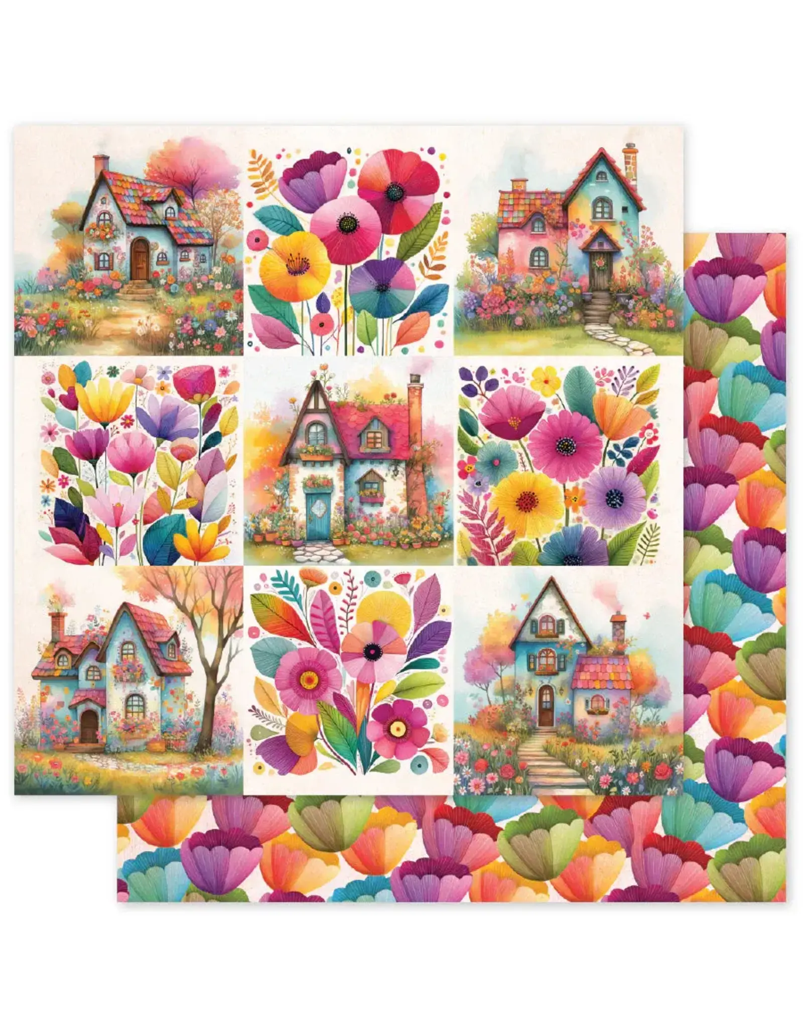 PAPER ROSE PAPER ROSE RAINBOW VILLAGE BASICS - A 12x12 CARDSTOCK