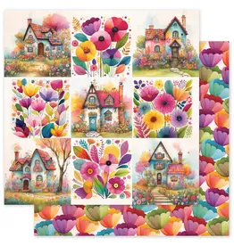 PAPER ROSE PAPER ROSE RAINBOW VILLAGE BASICS - A 12x12 CARDSTOCK