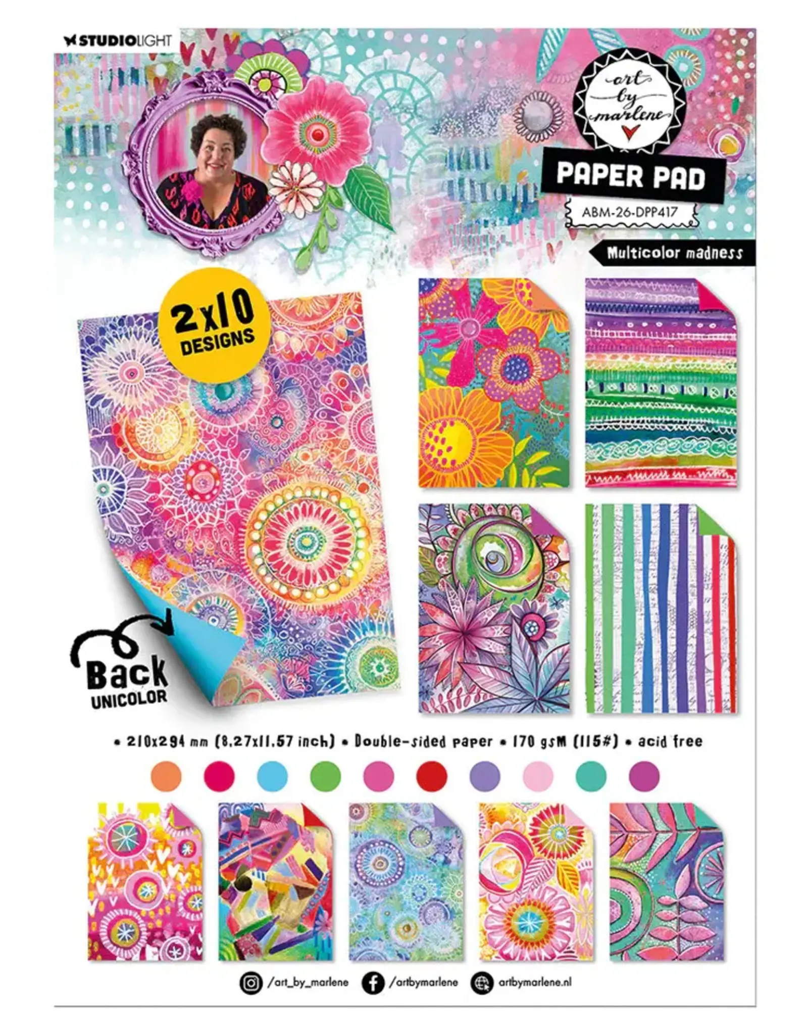 STUDIOLIGHT STUDIOLIGHT ART BY MARLENE MULTICOLOR MADNESS PAPER PAD 20 SHEETS