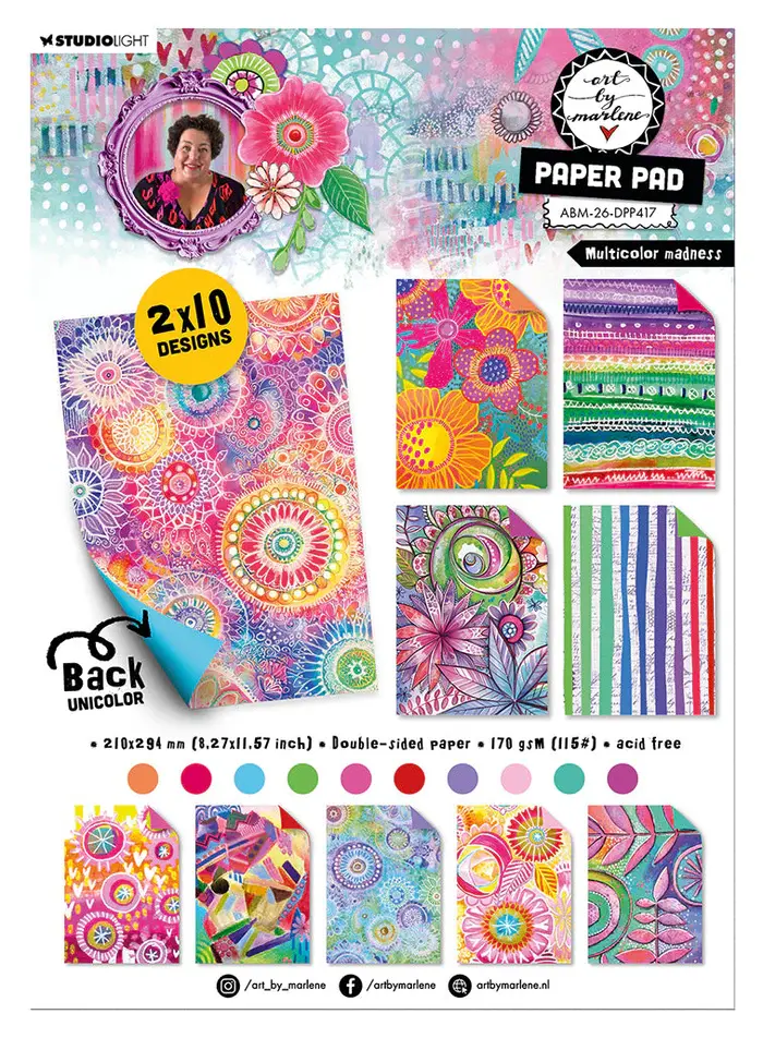 STUDIOLIGHT STUDIOLIGHT ART BY MARLENE MULTICOLOR MADNESS PAPER PAD 20 SHEETS