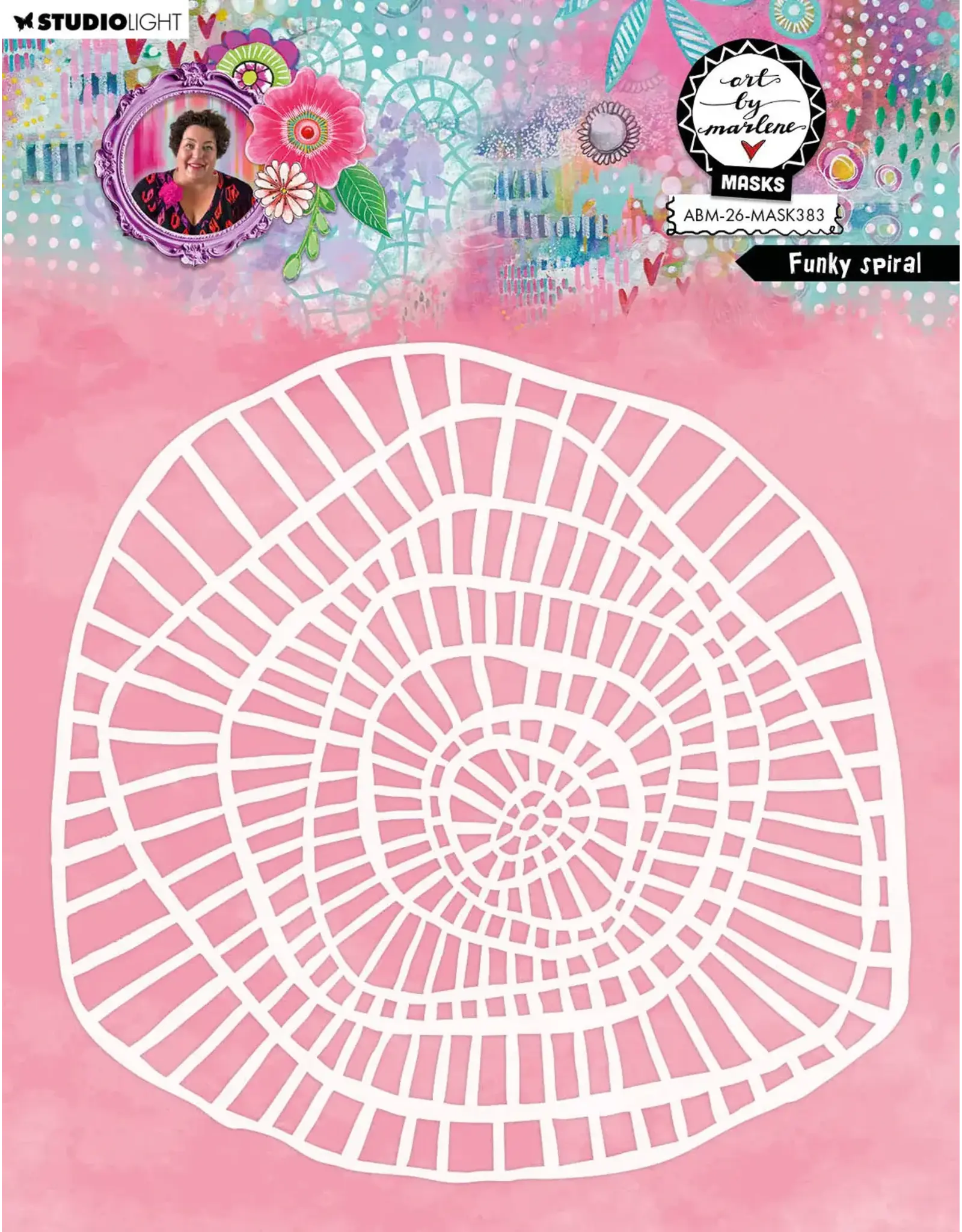 STUDIOLIGHT STUDIOLIGHT ART BY MARLENE FUNKY SPIRAL 8x8 MASKS STENCIL