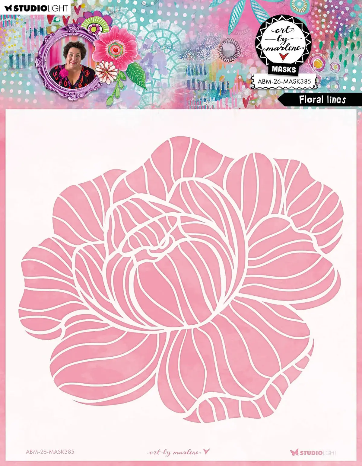STUDIOLIGHT STUDIOLIGHT ART BY MARLENE FLORAL LINES 8x8 MASKS STENCIL
