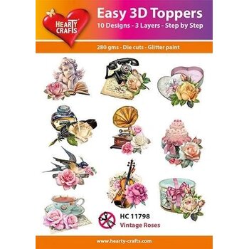 HEARTY CRAFTS  VINTAGE ROSES EASY 3D TOPPERS