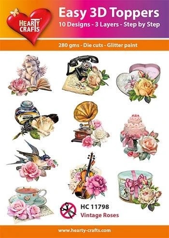 HEARTY CRAFTS  VINTAGE ROSES EASY 3D TOPPERS