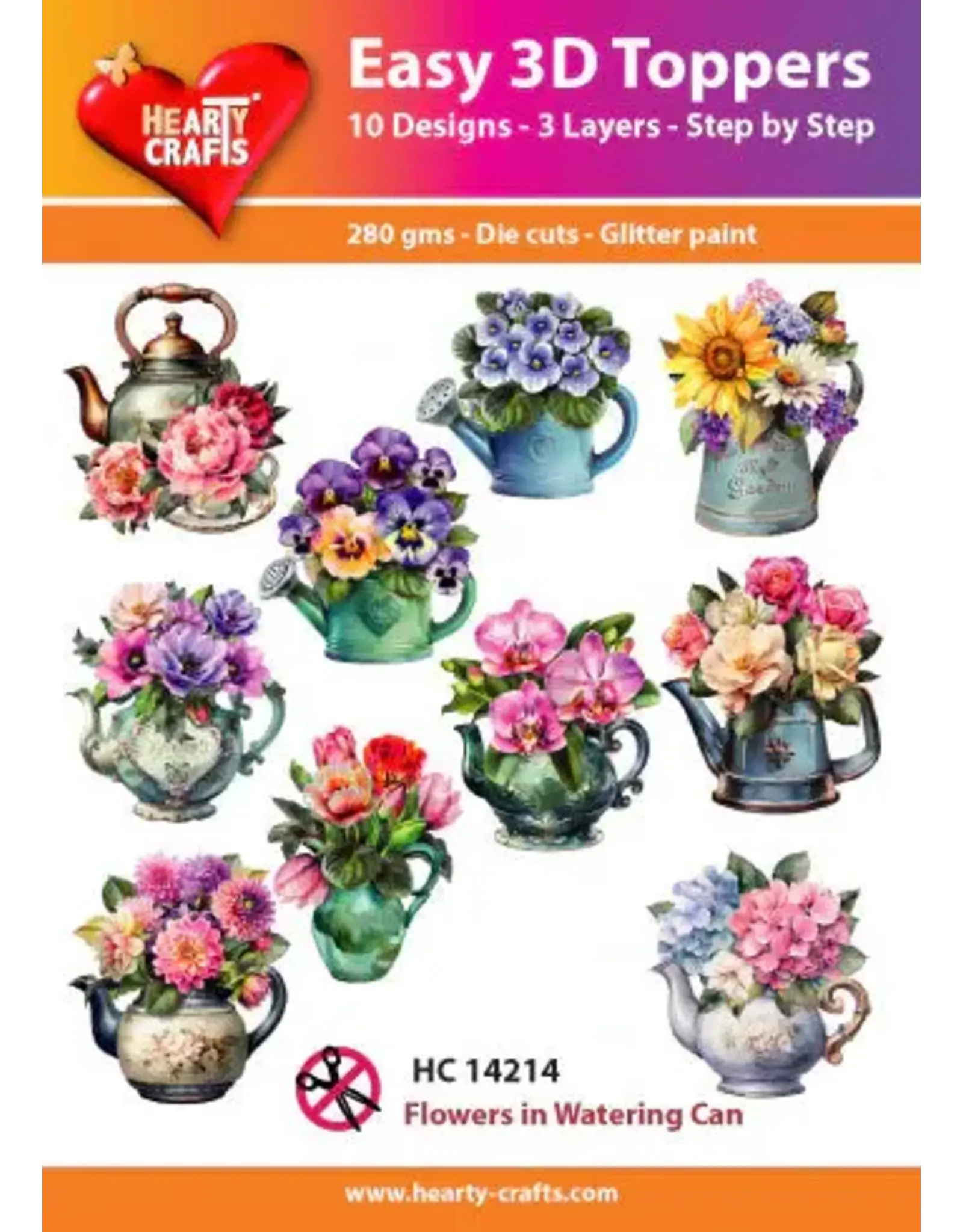 HEARTY CRAFTS HEARTY CRAFTS FLOWERS IN WATERING CAN EASY 3D TOPPERS