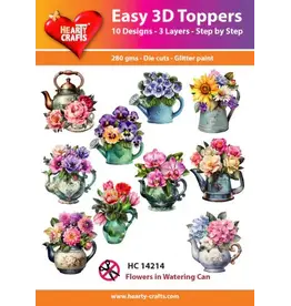 HEARTY CRAFTS HEARTY CRAFTS FLOWERS IN WATERING CAN EASY 3D TOPPERS