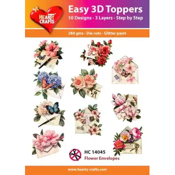 HEARTY CRAFTS FLOWER ENVELOPES EASY 3D TOPPERS
