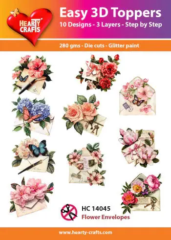 HEARTY CRAFTS FLOWER ENVELOPES EASY 3D TOPPERS