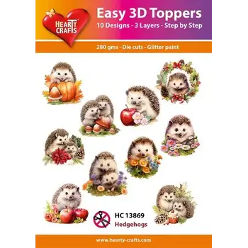 HEARTY CRAFTS HEDGEHOGS EASY 3D TOPPERS