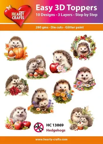 HEARTY CRAFTS HEDGEHOGS EASY 3D TOPPERS