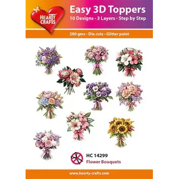HEARTY CRAFTS FLOWER BOUQUETS EASY 3D TOPPERS