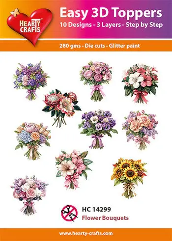 HEARTY CRAFTS FLOWER BOUQUETS EASY 3D TOPPERS