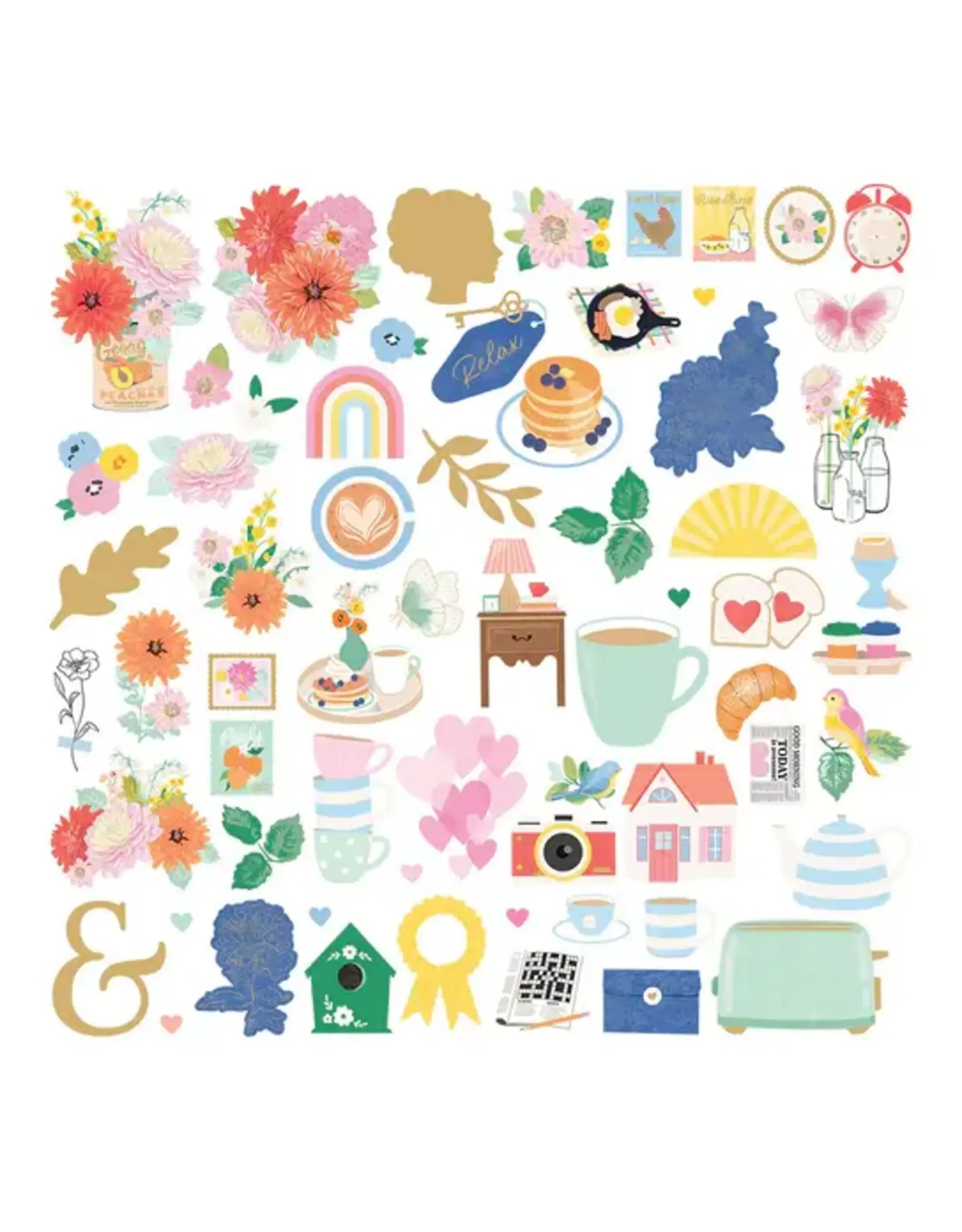 SPELLBINDERS SPELLBINDERS ROSIE'S STUDIO BREAKFAST IN BED EPHEMERA DIE-CUTS 128/PK