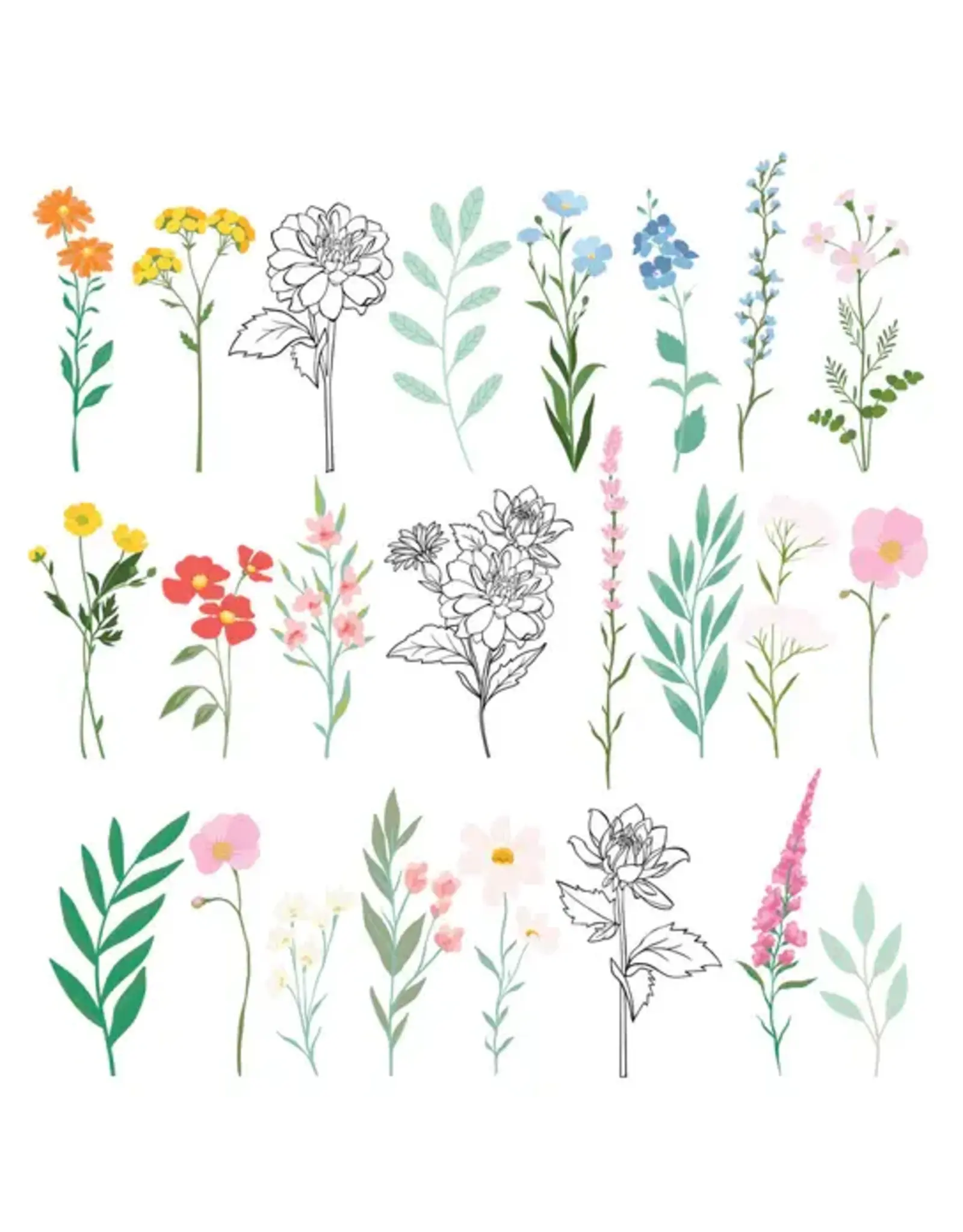 SPELLBINDERS SPELLBINDERS ROSIE'S STUDIO BREAKFAST IN BED FLORAL DIE-CUTS STICKERS 24/PK