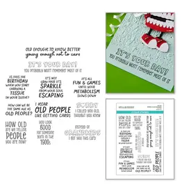 SPELLBINDERS SPELLBINDERS AGED TO PERFECTION COLLECTION BIRTHDAY LAUGHS SENTIMENTS CLEAR STAMP SET