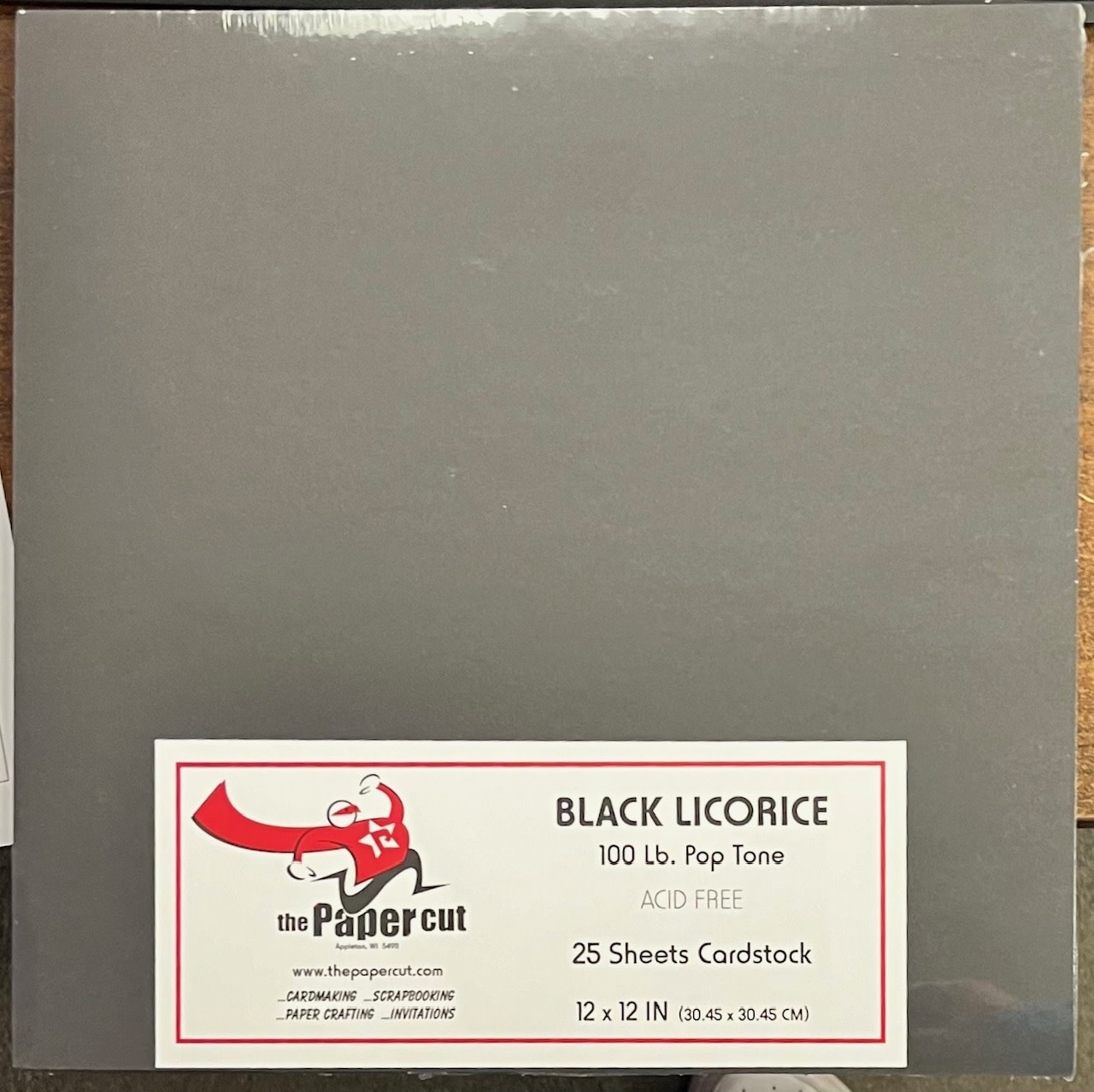PAPER CUT THE PAPER CUT 100 LB POP TONE BLACK LICORICE 12x12 CARDSTOCK 25 SHEETS