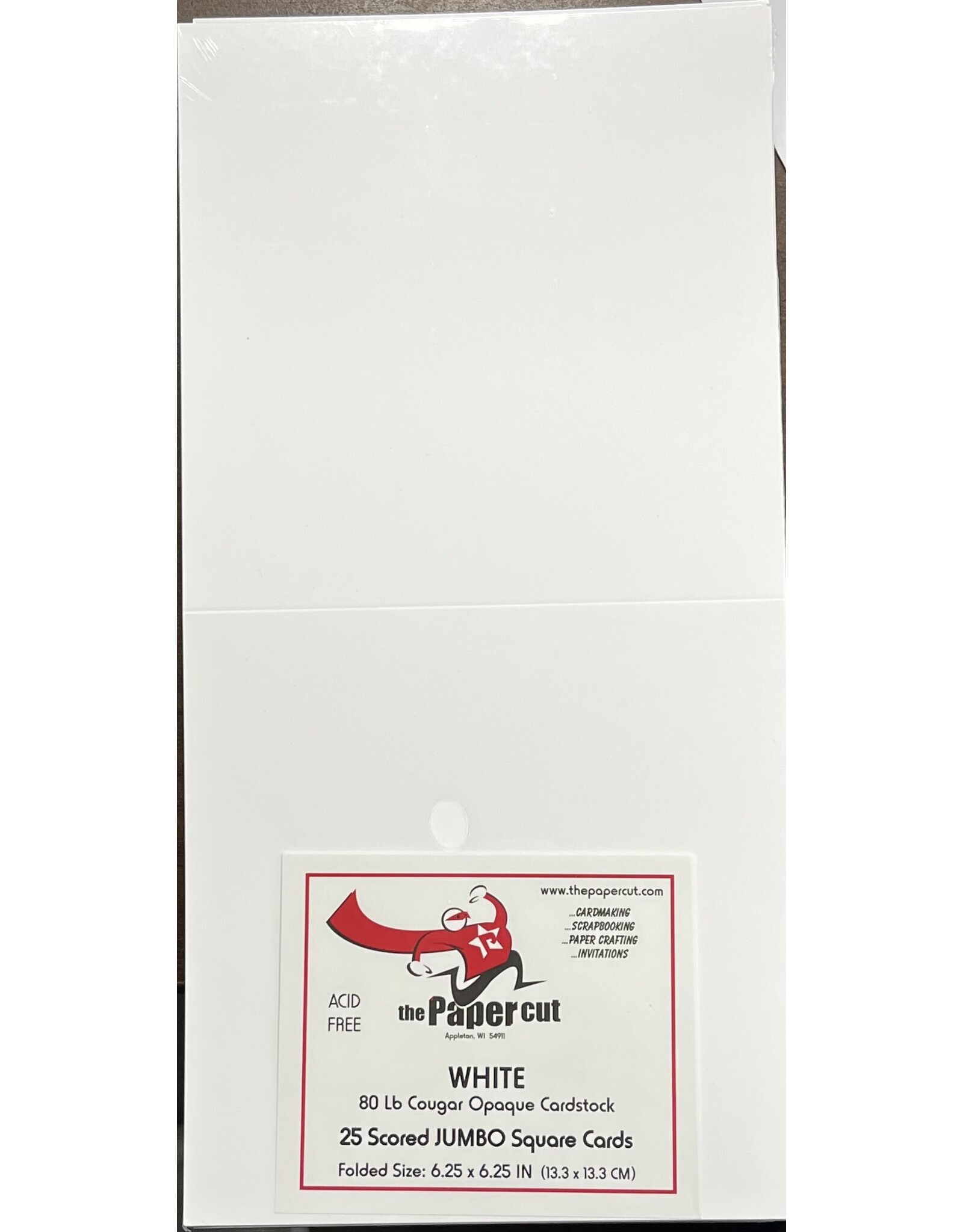 PAPER CUT THE PAPER CUT 25 SCORED JUMBO SQUARE WHITE COUGAR OPAQUE 80lb CARDS 6.25x6.25 FOLDED