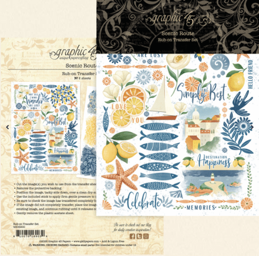 GRAPHIC 45 GRAPHIC 45 SCENIC ROUTE RUB-ON TRANSFER SET
