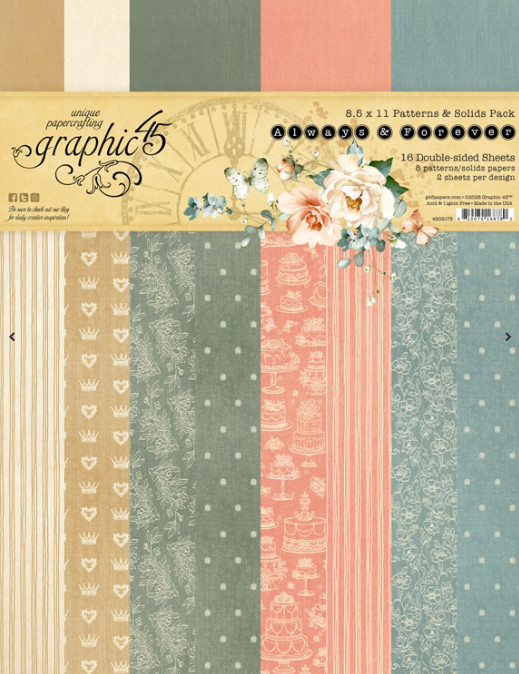 GRAPHIC 45 GRAPHIC 45 ALWAYS & FOREVER PATTERNS & SOLIDS 8.5x11 COLLECTION PACK