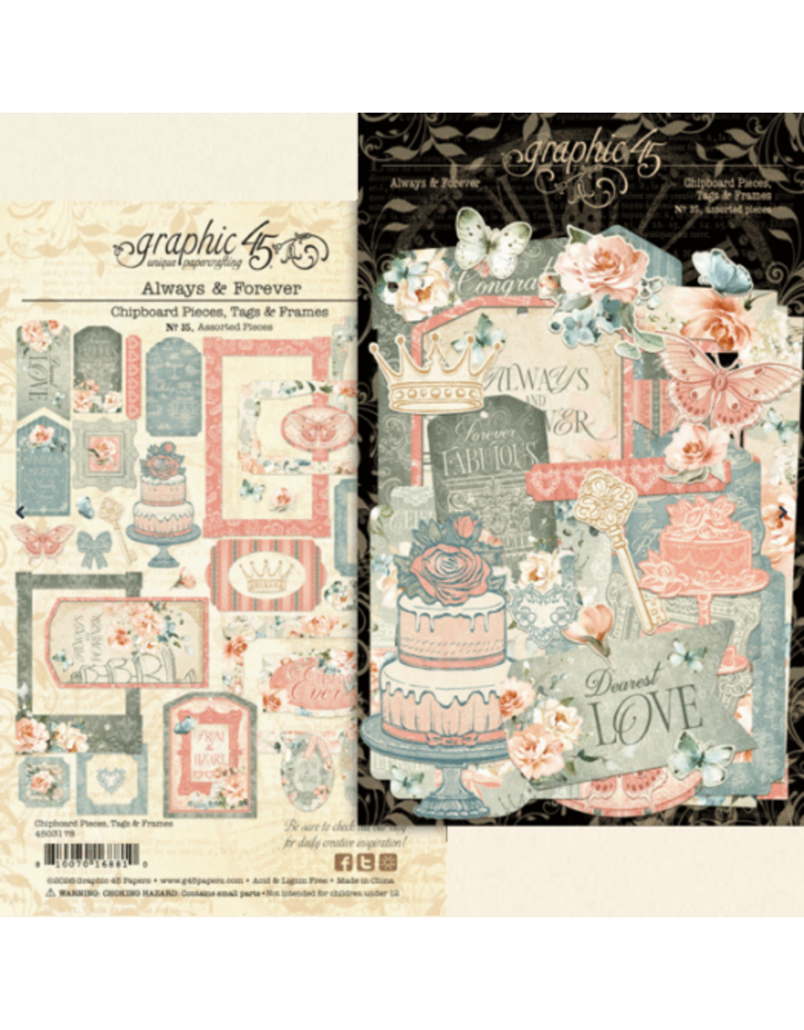 GRAPHIC 45 GRAPHIC 45 ALWAYS & FOREVER CHIPBOARD TAGS & FRAMES
