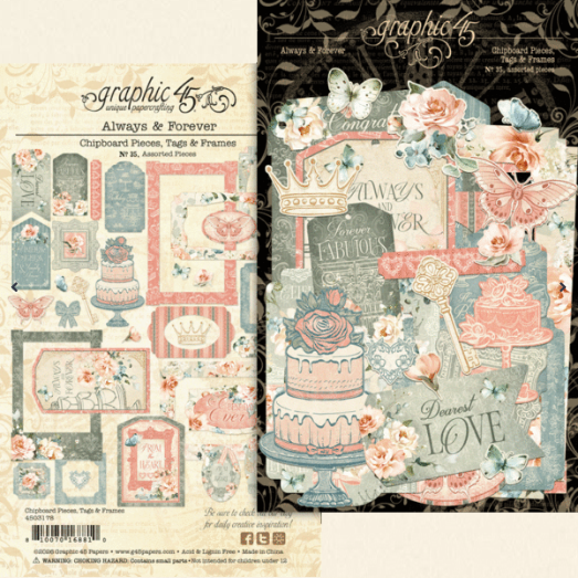 GRAPHIC 45 GRAPHIC 45 ALWAYS & FOREVER CHIPBOARD TAGS & FRAMES