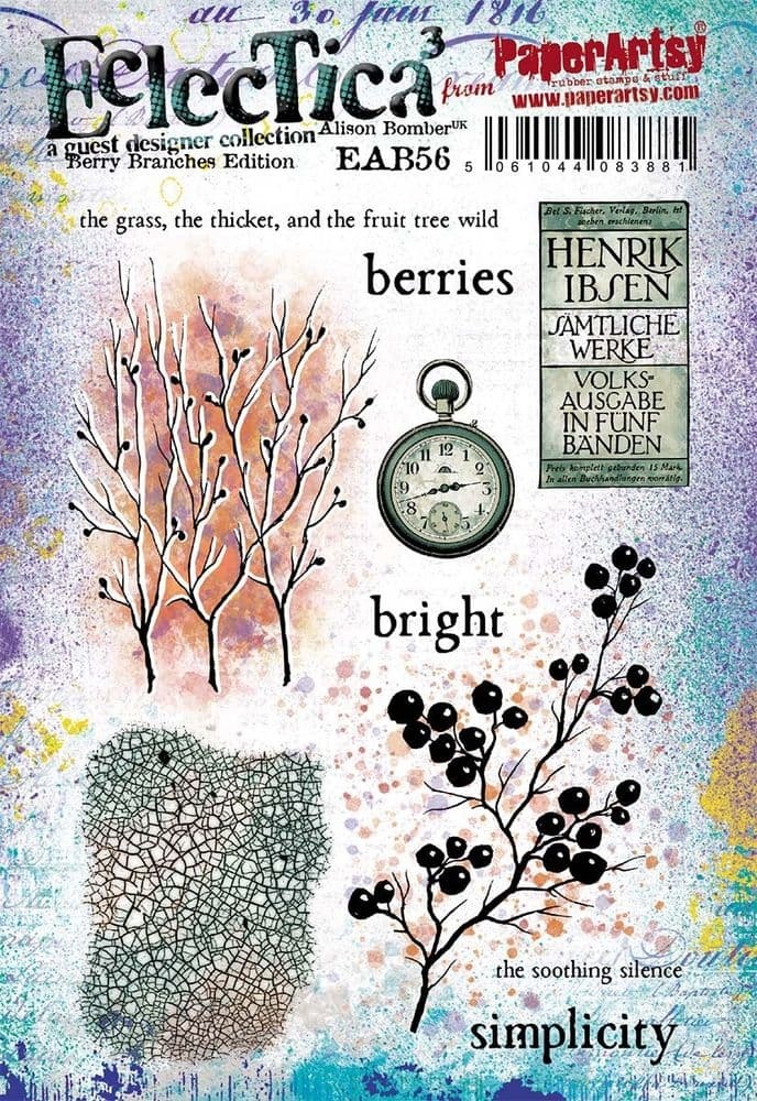 PAPER ARTSY PAPER ARTSY ECLECTICA ALISON BOMBER BERRY BRANCHES EDITION AB056 CLING STAMP SET