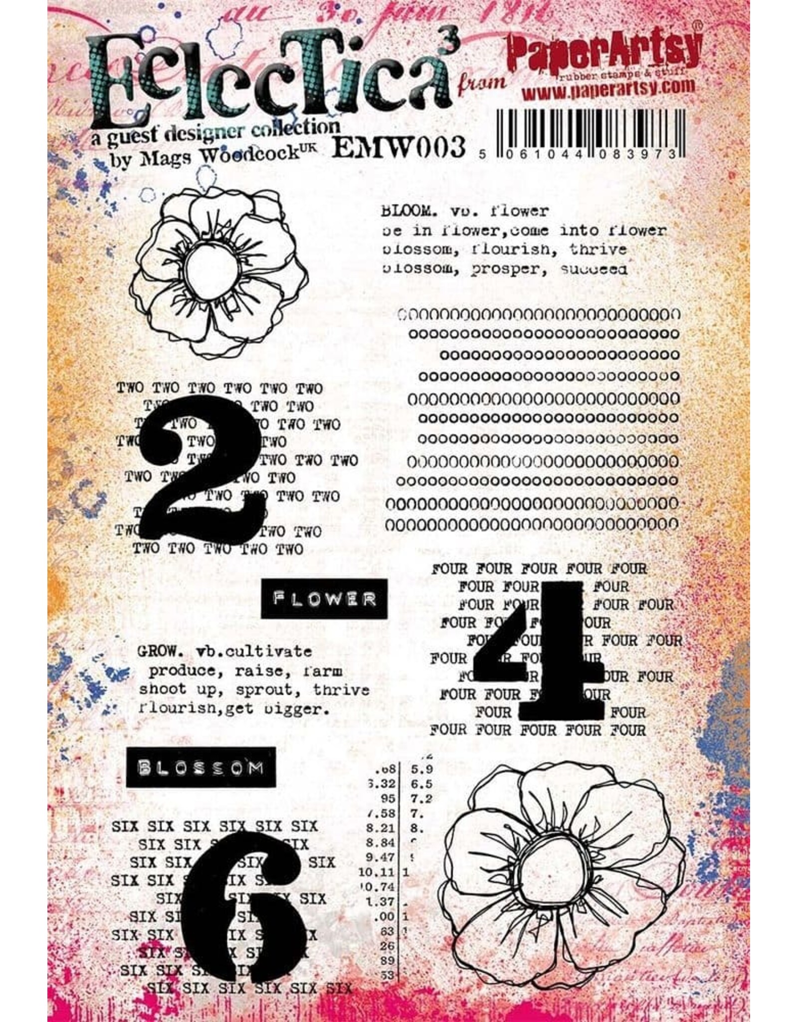 PAPER ARTSY PAPER ARTSY ECLECTICA MAGS WOODCOCK EMW003 CLING STAMP SET