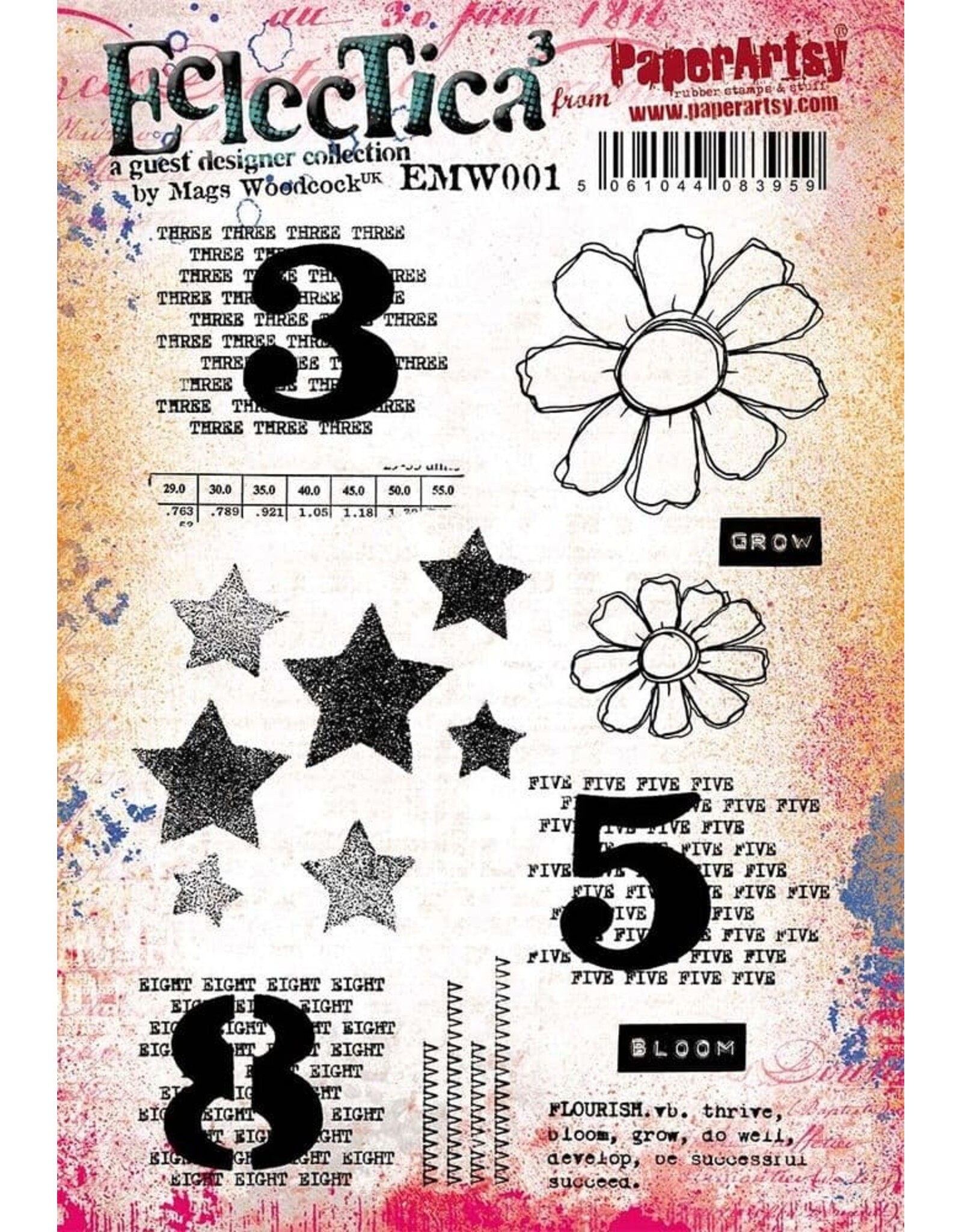 PAPER ARTSY PAPER ARTSY ECLECTICA MAGS WOODCOCK EMW001 CLING STAMP SET