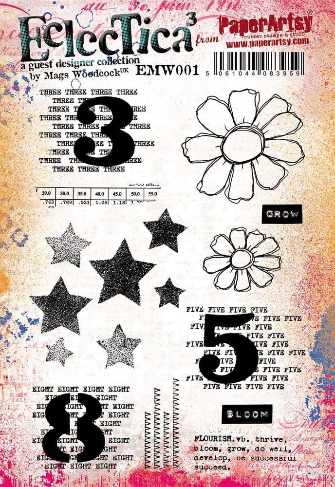 PAPER ARTSY PAPER ARTSY ECLECTICA MAGS WOODCOCK EMW001 CLING STAMP SET