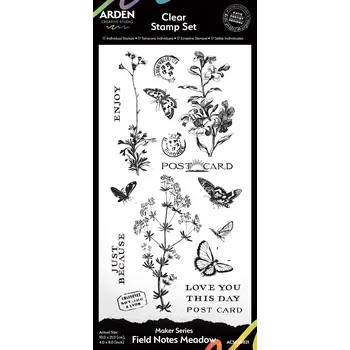 ARDEN CREATIVE STUDIO ARDEN CREATIVE STUDIO MAKER SERIES FIELD NOTES MEADOW 4x8 CLEAR STAMP SET