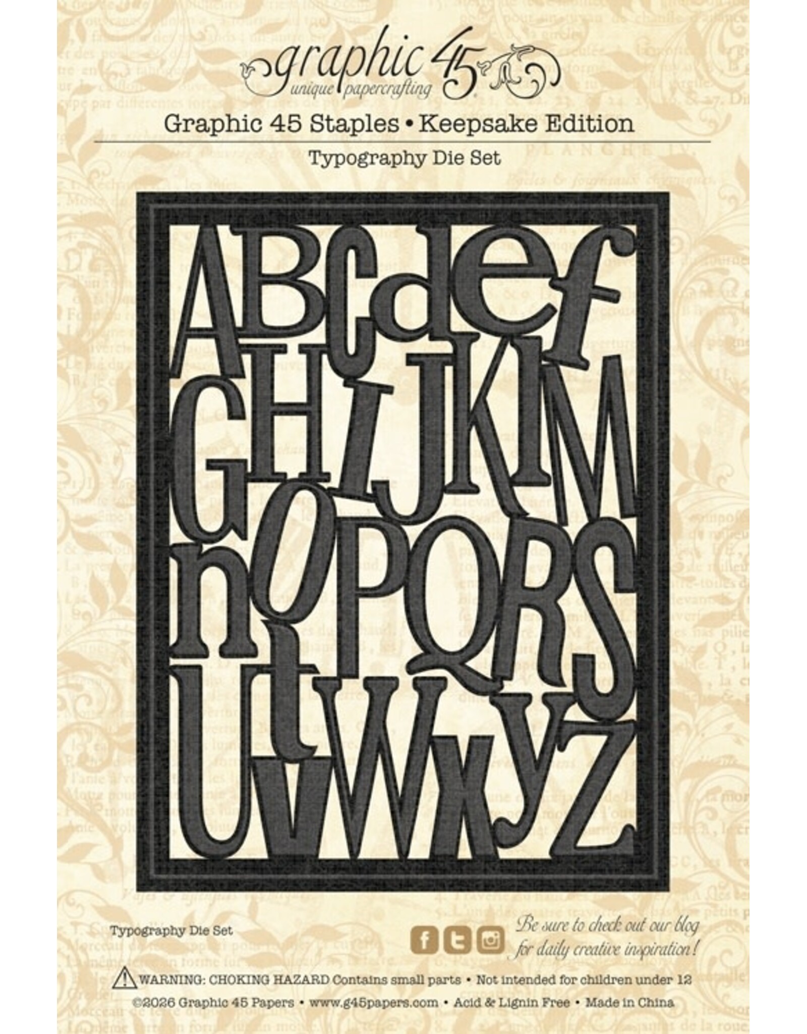 GRAPHIC 45 GRAPHIC 45 TYPOGRAPHY KEEPSAKE KIT WITH EXCLUSIVE METAL DIE SET