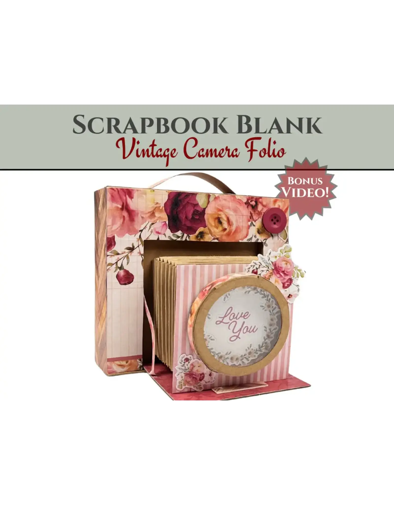 CRAFTREAT CRAFTREAT SCRAPBOOK BLANK PRECUT ALBUM BASE VINTAGE CAMERA IVORY