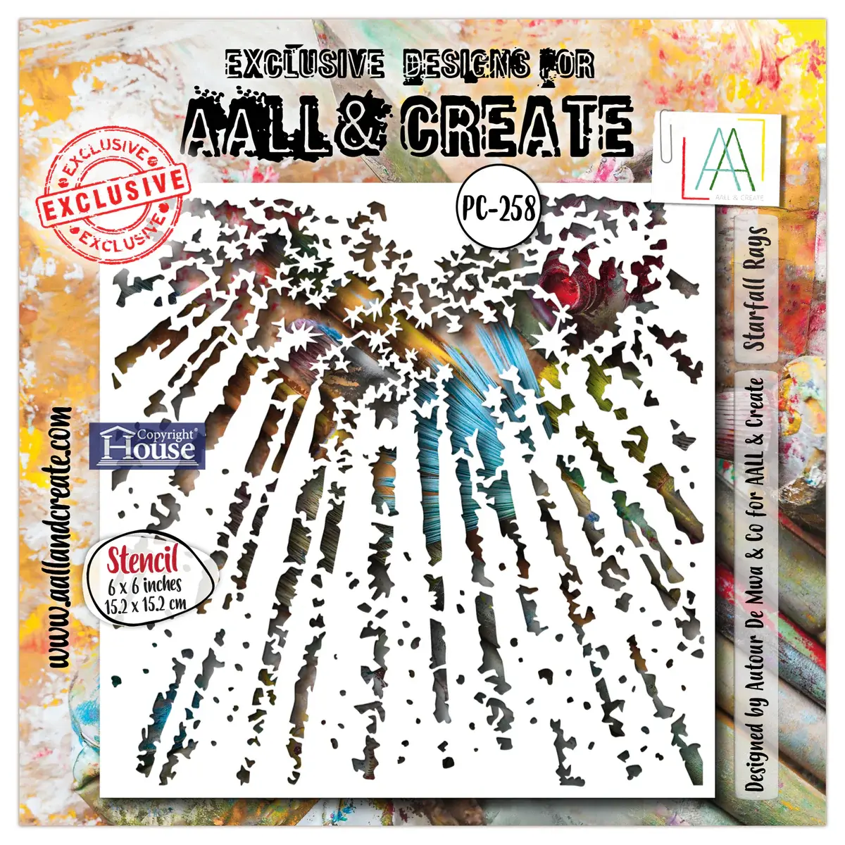 AALL & CREATE AALL & CREATE AUTOUR DE MWA #258 STARFALL RAYS 6X6 STENCIL