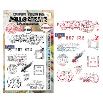 AALL & CREATE AALL & CREATE AUTOUR DE MWA #1338 POSTCARD SHUFFLE A6 CLEAR STAMP SET