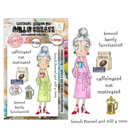 AALL & CREATE AALL & CREATE JANET KLEIN #1365 DEE CAFFEINATED A7 CLEAR STAMP SET