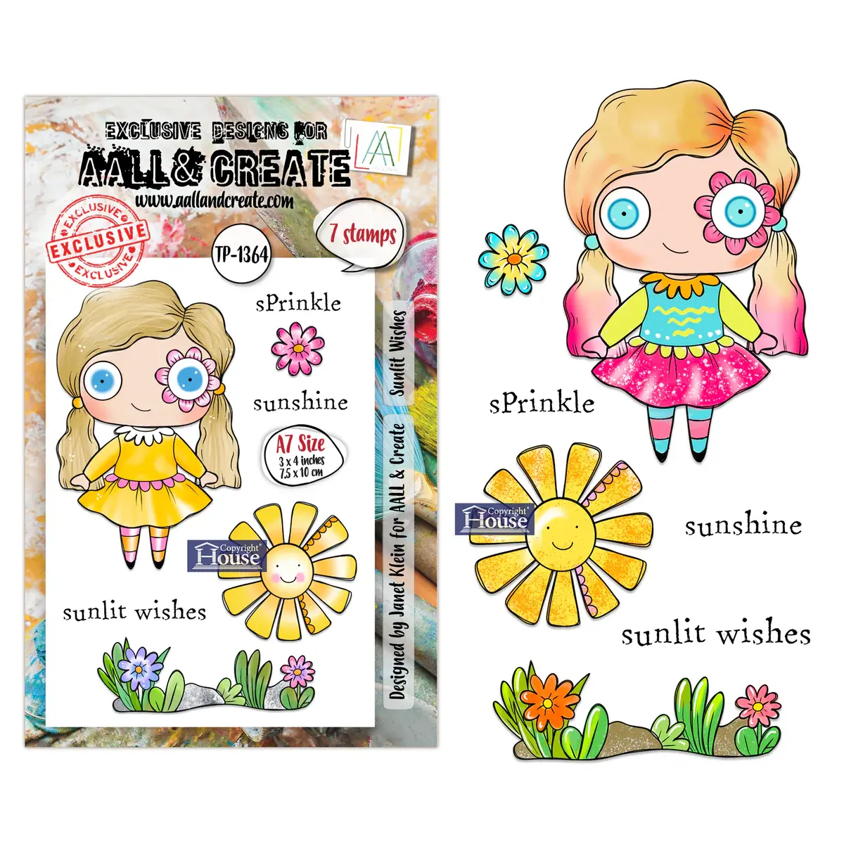 AALL & CREATE AALL & CREATE JANET KLEIN #1364 SUNLIT WISHES A7 CLEAR STAMP SET