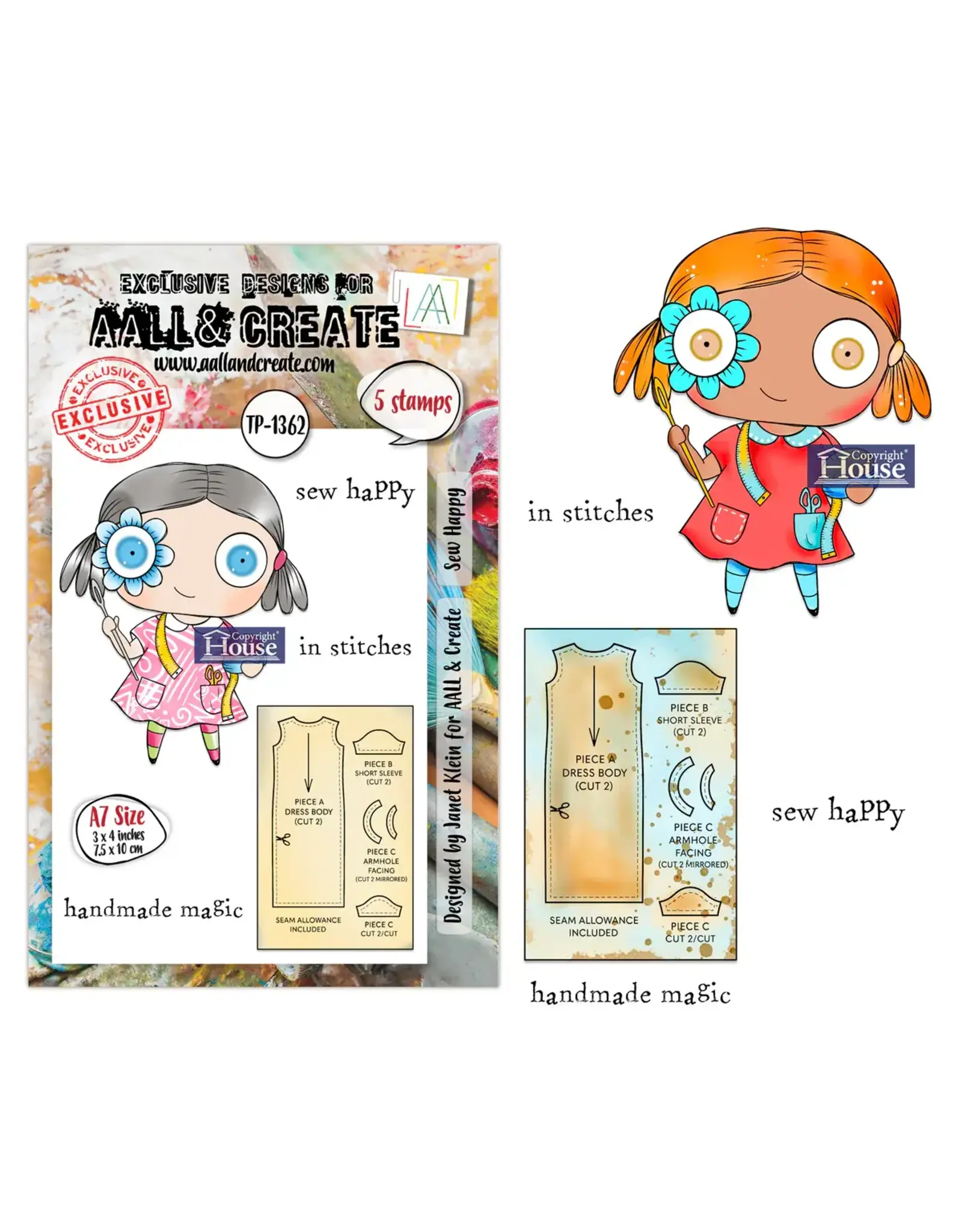 AALL & CREATE AALL & CREATE JANET KLEIN #1362 SEW HAPPY A7 CLEAR STAMP SET