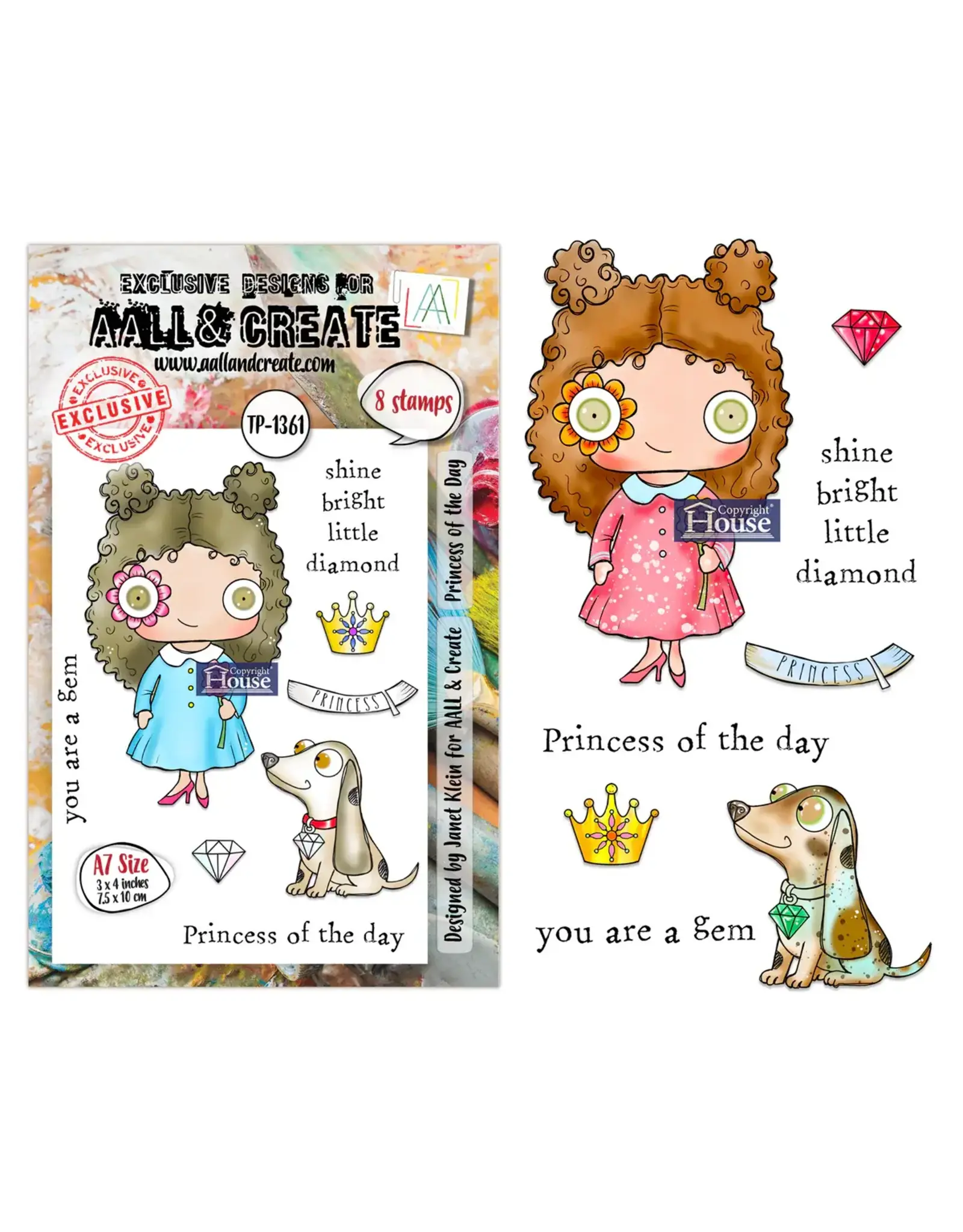 AALL & CREATE AALL & CREATE JANET KLEIN #1361 PRINCESS OF THE DAY A7 CLEAR STAMP SET