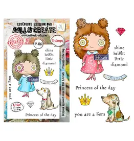 AALL & CREATE AALL & CREATE JANET KLEIN #1361 PRINCESS OF THE DAY A7 CLEAR STAMP SET