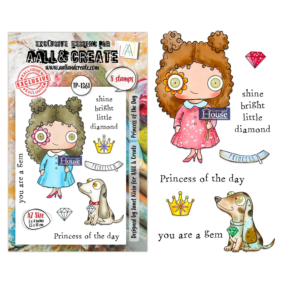 AALL & CREATE AALL & CREATE JANET KLEIN #1361 PRINCESS OF THE DAY A7 CLEAR STAMP SET