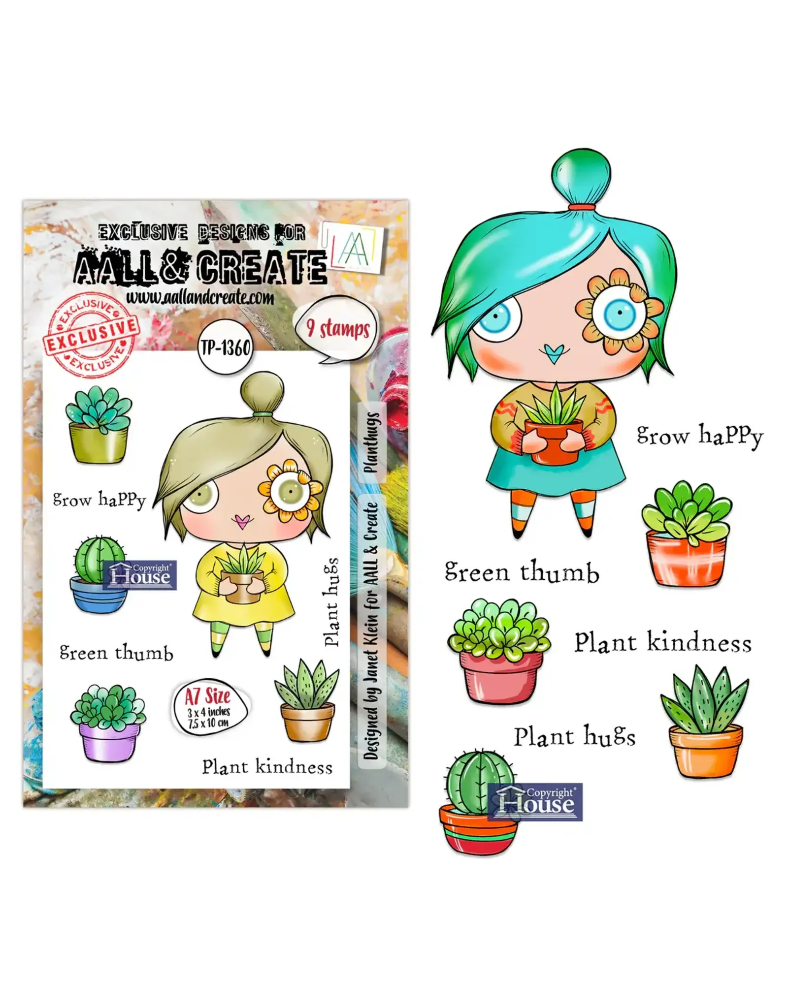 AALL & CREATE AALL & CREATE JANET KLEIN #1360 PLANT HUGS A7 CLEAR STAMP SET