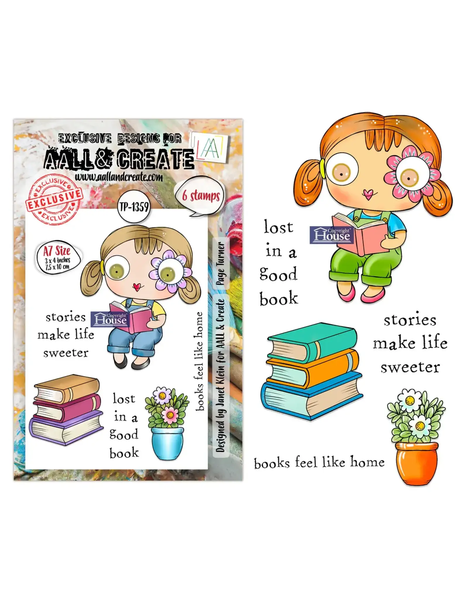AALL & CREATE AALL & CREATE JANET KLEIN #1359 PAGE TURNER A7 CLEAR STAMP SET