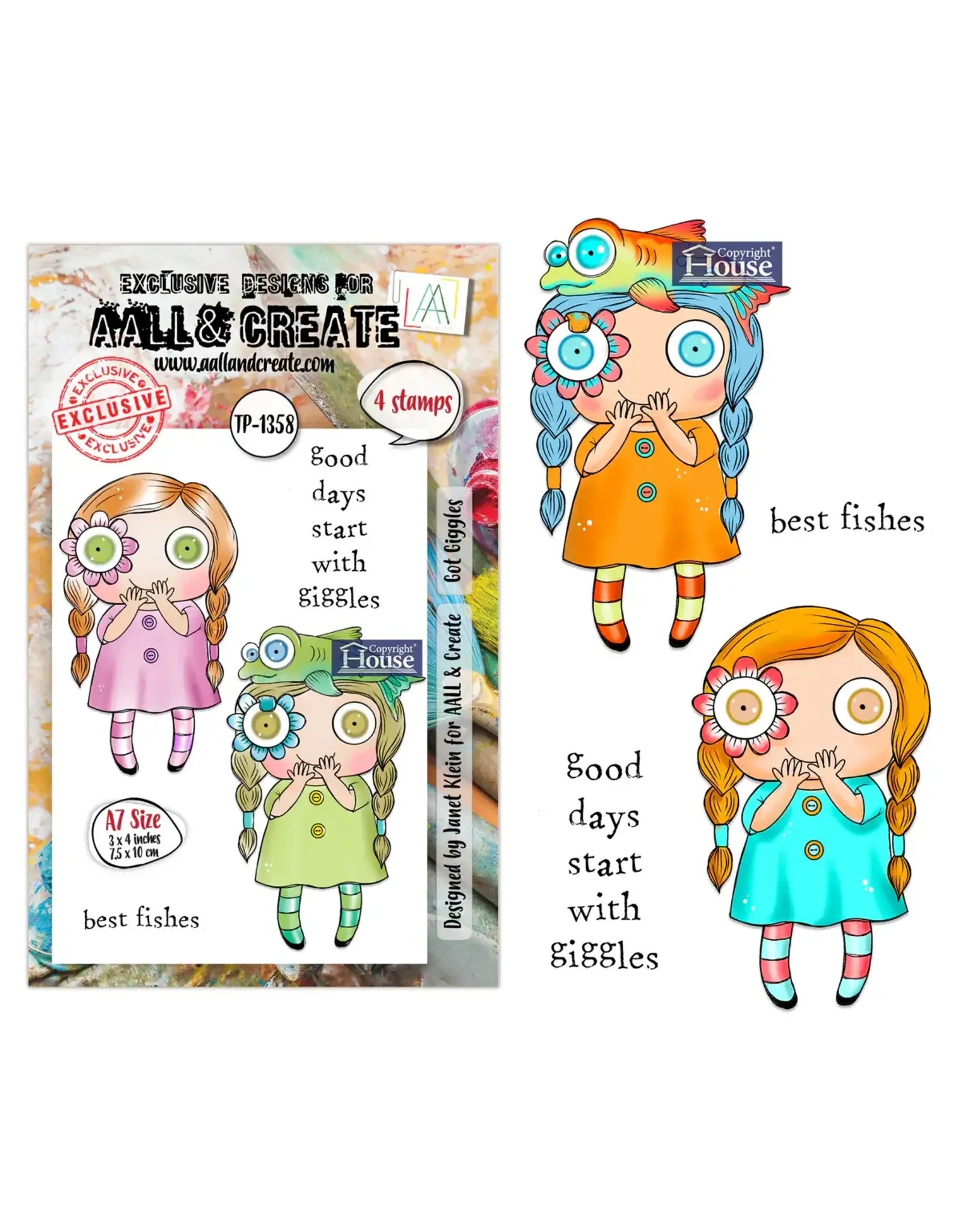 AALL & CREATE AALL & CREATE JANET KLEIN #1358 GOT GIGGLES A7 CLEAR STAMP SET