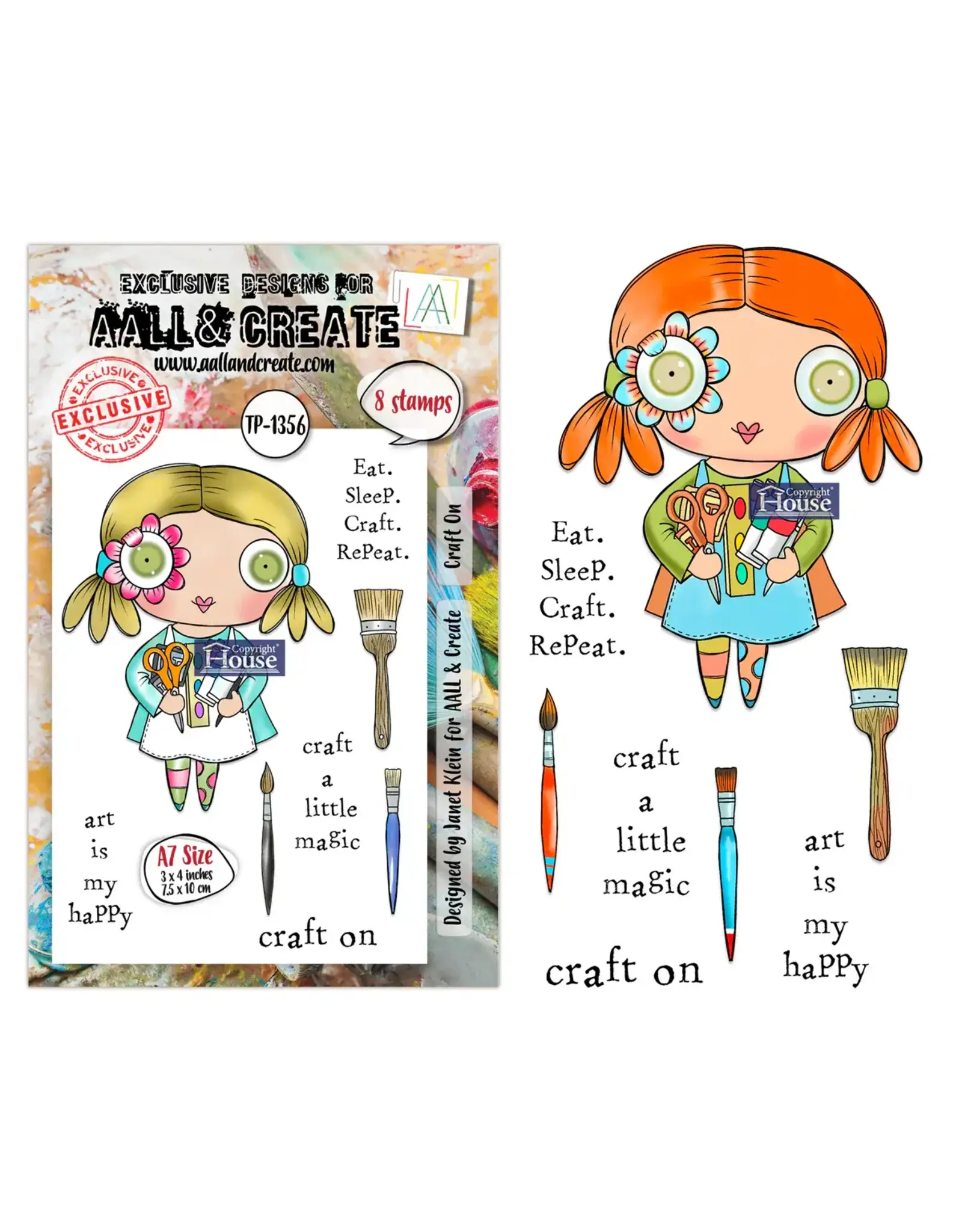 AALL & CREATE AALL & CREATE JANET KLEIN #1356 CRAFT ON A7 CLEAR STAMP SET
