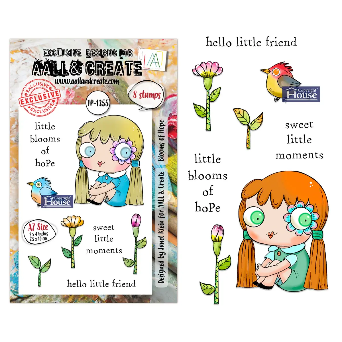 AALL & CREATE AALL & CREATE JANET KLEIN #1355 BLOOMS OF HOPE A7 CLEAR STAMP SET