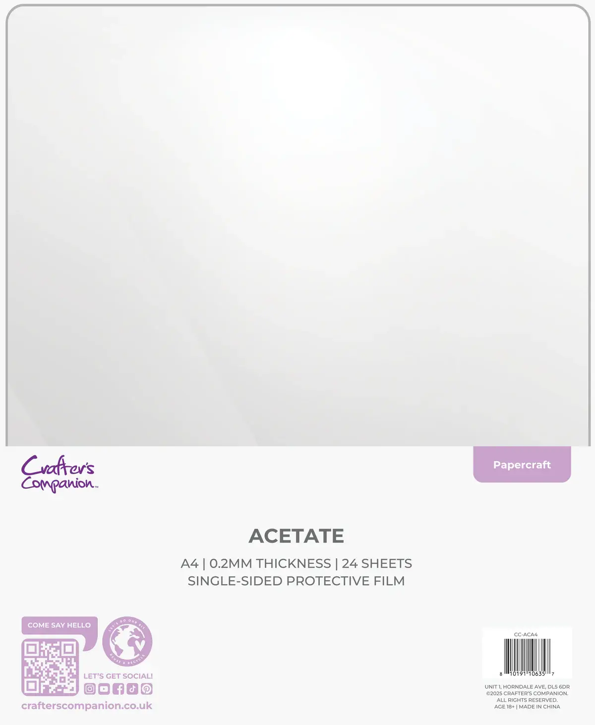 CRAFTERS COMPANION CRAFTER'S COMPANION A4 ACETATE PACK
